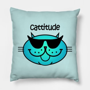 Cattitude 2 - Shady Blue Pillow