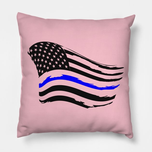 Thin Blue Line Pillow by busines_night