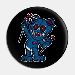 VooDoo Kitty Cat Doll Dark Blue and Burgundy Pin