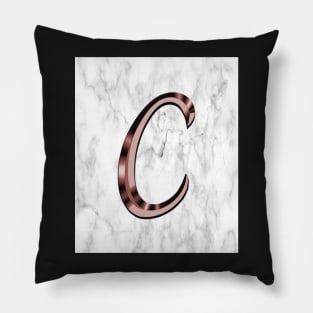 Monogram C Gifts Marble & Gold Look on Letter C, PHONE CASES & other gifts Initial Faux Rose, Copper Graphic Design look Monogram Pillow