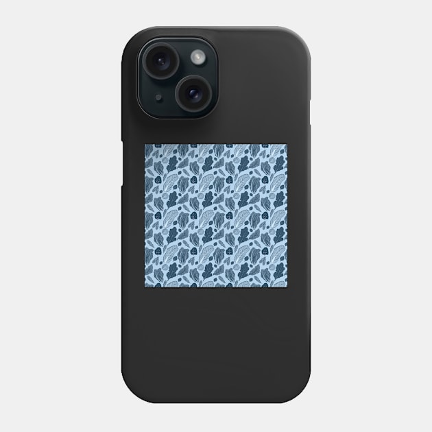 Leafy Greens Pattern - Blue Phone Case by FontaineN