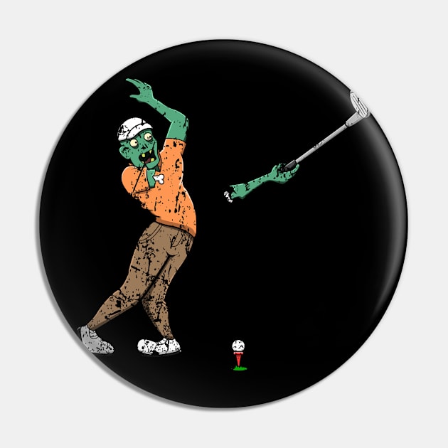 Zombie Golf Player Golfing Halloween Horror Scary Creepy Pin by jkshirts