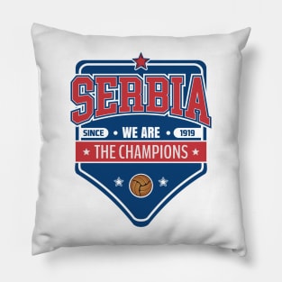 Serbia Football Superstar Badge Pillow