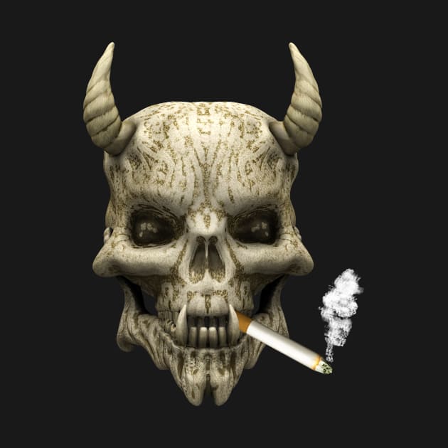 Demon Skull Smoking Cigarette by ColorFlowCreations