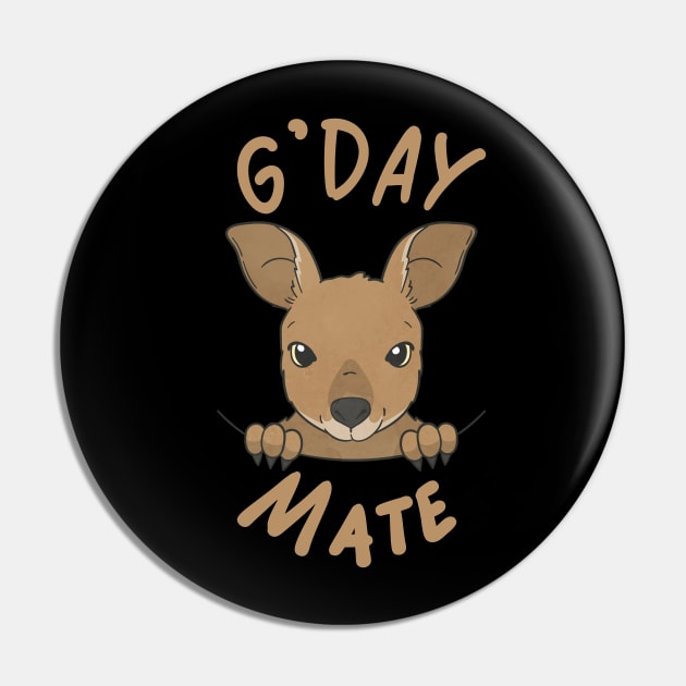 Australia G'Day Mate Cute Kangaroo Australian Pin by RetroZin