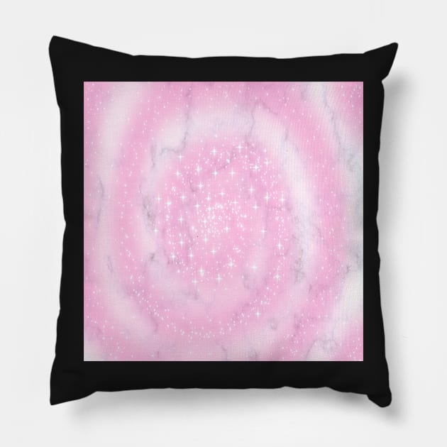 Pink Cotton Candy Design, Swirls of Pink & Stars on a Background on Graphic Marble: Cute Gifts Pillow by tamdevo1