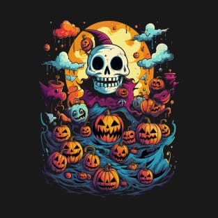 Halloween Anime Jester Skull T-Shirt