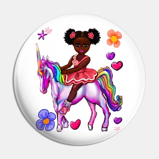 Princess on a unicorn cute black girl African American anime girl Pin