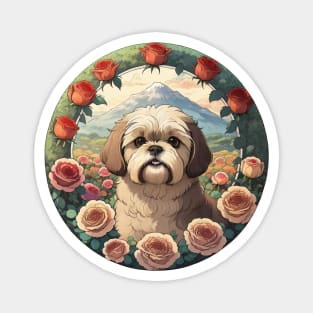 Lhasa Apso Garden Landscape Magnet