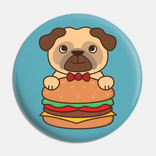 Cute and Kawaii Adorable Pug With Burger Pin