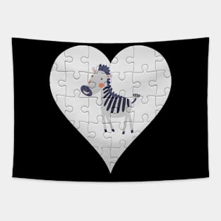 Jigsaw  Zebra Heart Design - Wild Animal Zebra Tapestry