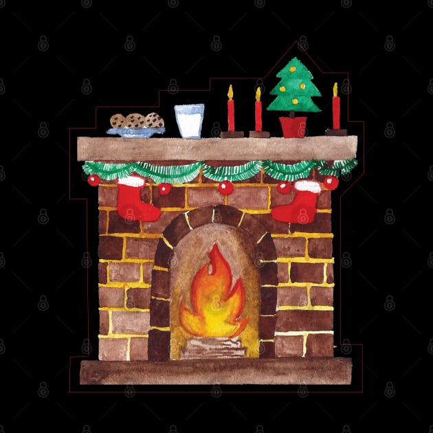 Cookies milk sitting on Fireplace by holidaystore