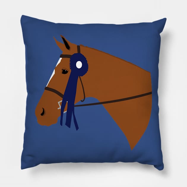 Blue Ribbon (Chestnut) Pillow by AliScarletAdams