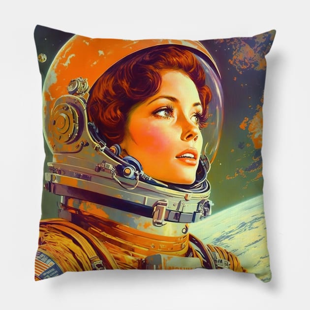 We Are Floating In Space - 17 - Sci-Fi Inspired Retro Artwork Pillow by saudade