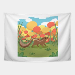 Chippy Munk in Flowers Tapestry