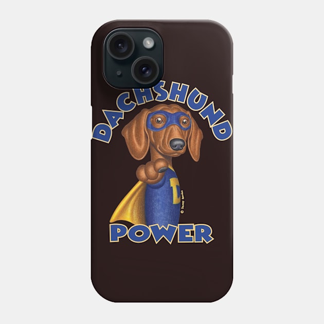 Cute Dachshund Doxie Super Hero with Mask Phone Case by Danny Gordon Art