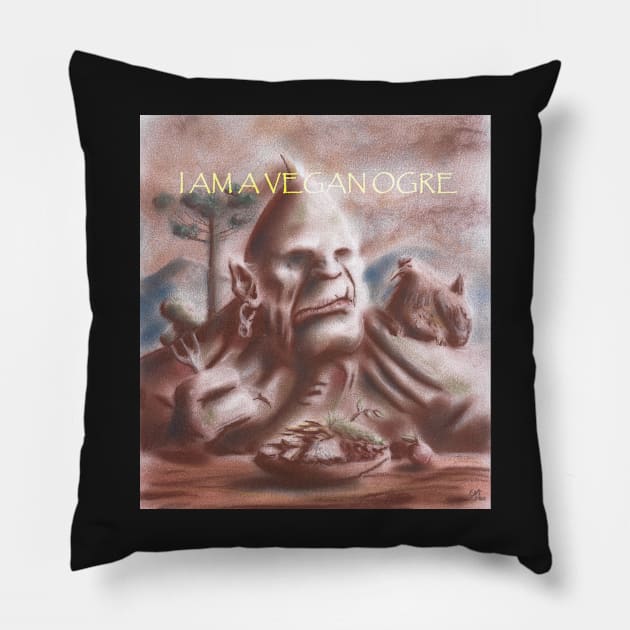 Vegan Ogre with Text Pillow by EderArt