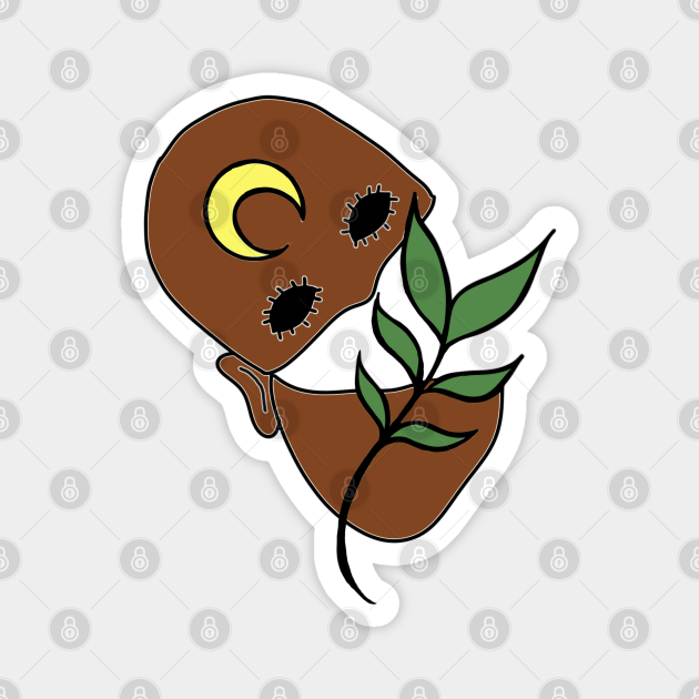 Surreal Black Eyed Plant Person with Crescent Moon Face Tattoo - Dark Skin - Plant Parent - Magnet | TeePublic Surreal Black Eyed Plant Person with Crescent Moon Face Tattoo - Dark Skin - Plant Parent - Magnet | TeePublic