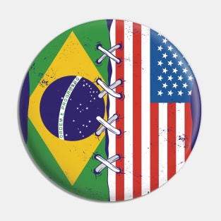 Proud Brazilian American Heritage // Brazil & USA Flags Pin