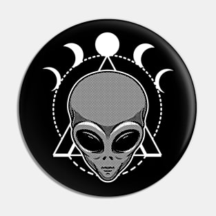 Spacecore Alien Face with Moon Phases Pin