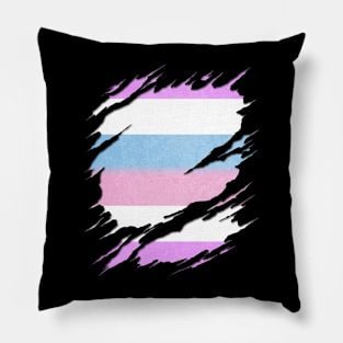 Bigender Pride Flag Ripped Reveal Pillow