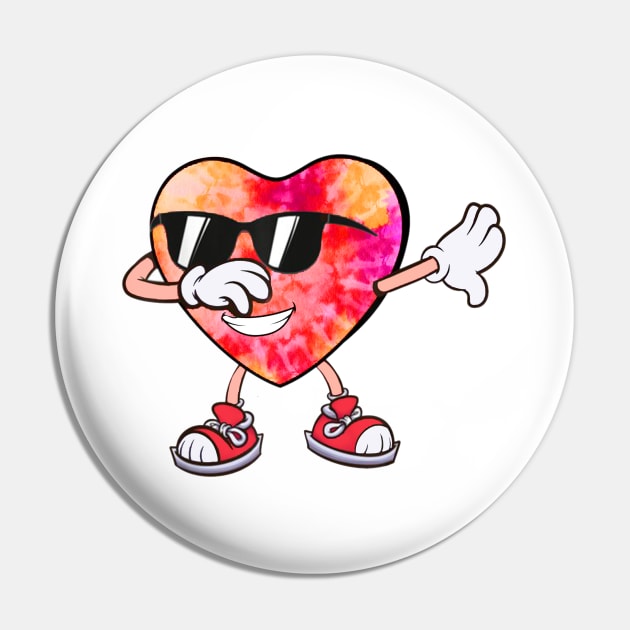 Dabbing Tie Dye Pink Heart Valentines Love Dab Dance Girls Pin by Studio Hues