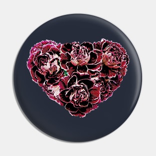 Carnations - Maroon Carnation Heart Pin