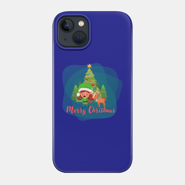 Merry Christmas, elf and reindeer - Xmas Gift - Phone Case