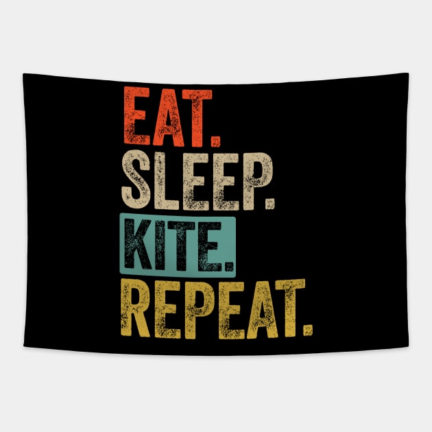 Eat sleep kite repeat retro vintage Tapestry by Lyume