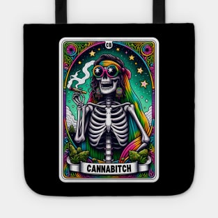 Cannabitch, Funny weed skeleton tarot card Tote