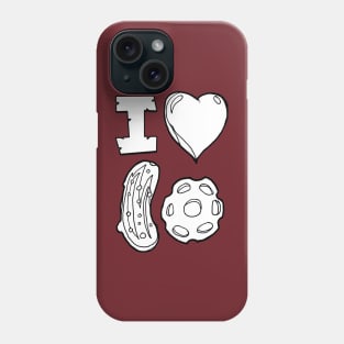 I heart pickle ball in black and white Phone Case