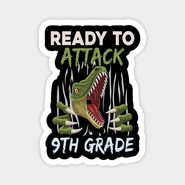 Dinosaur Kids Ready To Attack 9Th Grade Boys Back To School Magnet by kateeleone97023