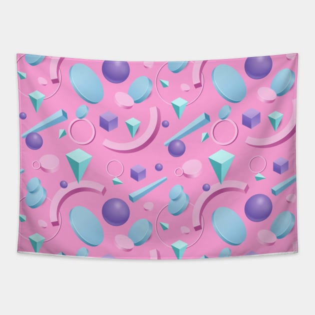 3D Shapes Background 2 Tapestry by B&K