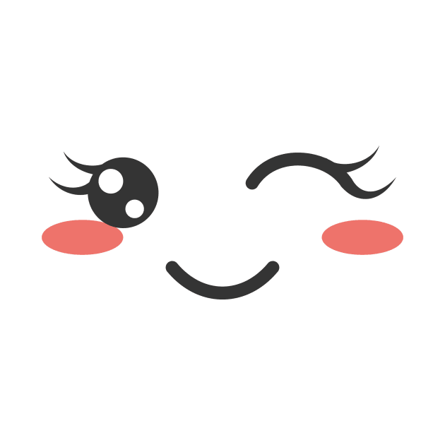 WINKING FACE CUTE KAWAII ANIME KAOMOJI EMOTICON CARTOON by Chameleon Living