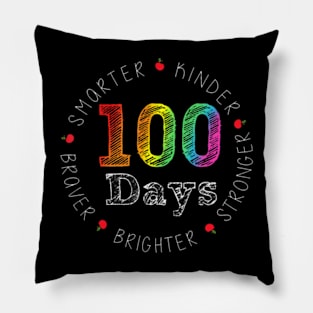 Smarter Kinder Stronger Brighter 100 Days Of School Pillow