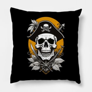 Vintage Pirate Skull Pillow