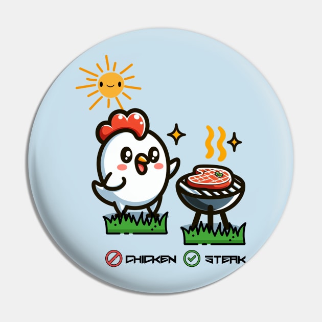 Don't Eat Chicken; Eat Stake Pin by DaysMoon