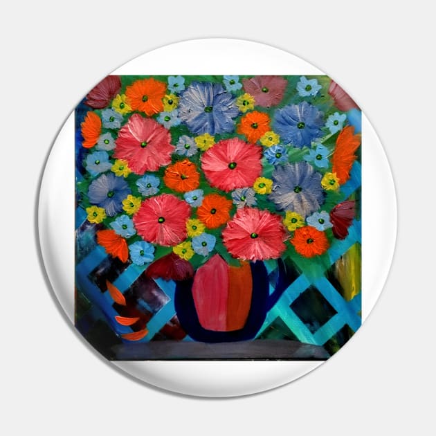 Colorblock layered background and mixed flowers in Bright colors in a vase Pin by kkartwork