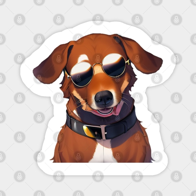 Cool Dog Wearing Sunglasses Sticker Magnet by BAYFAIRE