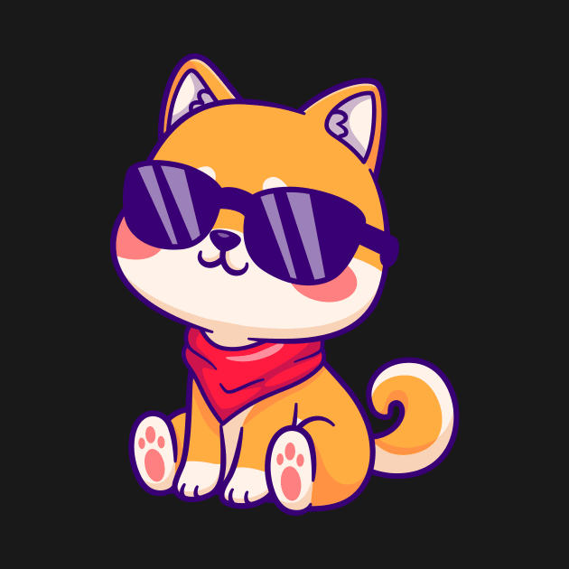 Cute Shiba Inu Sitting Wearing Glasses Cartoon by Catalyst Labs