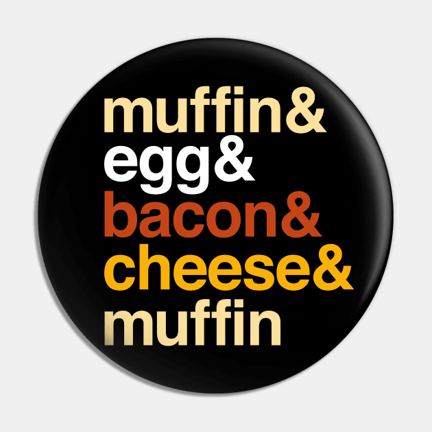 Deconstructed breakfast sandwich: muffin & egg & bacon & cheese (list of ingredients in true-to-life colors) Pin by Ofeefee