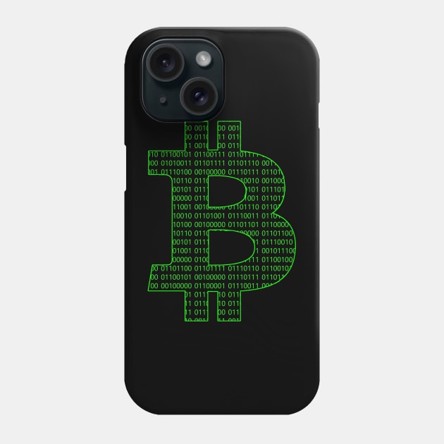 Bitcoin symbol BTC binary green computer code Phone Case by Brasilia Catholic