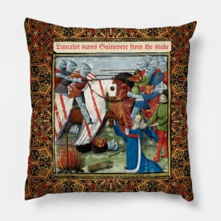 Lancelot Saves Guinevere From the Stake, Arthurian Legends Medieval Miniature Pillow