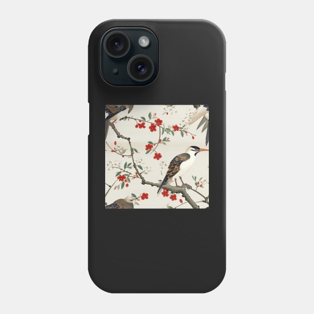 Oriental bird flower tree pattern Phone Case by LittleNippon