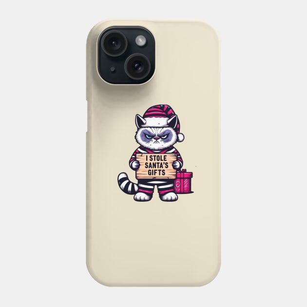 Grumpy Christmas Cat. Christmas Cat 2024 Phone Case by BukovskyART