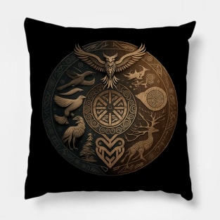 Norse Mythology Mystical Creatures And Symbols Vegvísir Pillow