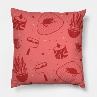 Cats and House Deco Elements Pillow