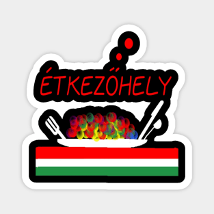 Hungary Eatery Design on Black Background Magnet