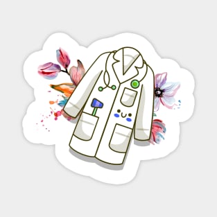 Lab Coat And Flowers Magnet