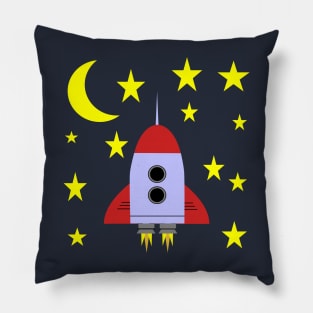 Rocket Ship In Space Pillow